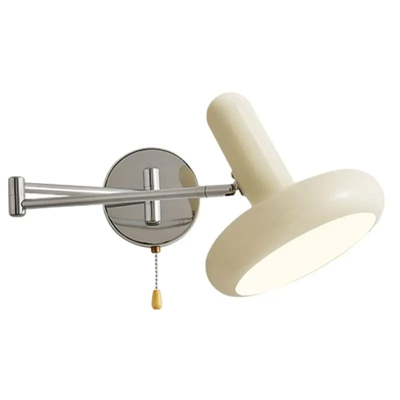 Bauhaus Swing Arm Swivel Wall Lamps With Plug-in Cord Modern LED Light Bedroom Bedside Rotary Reading Sconces Pull Wire Switch