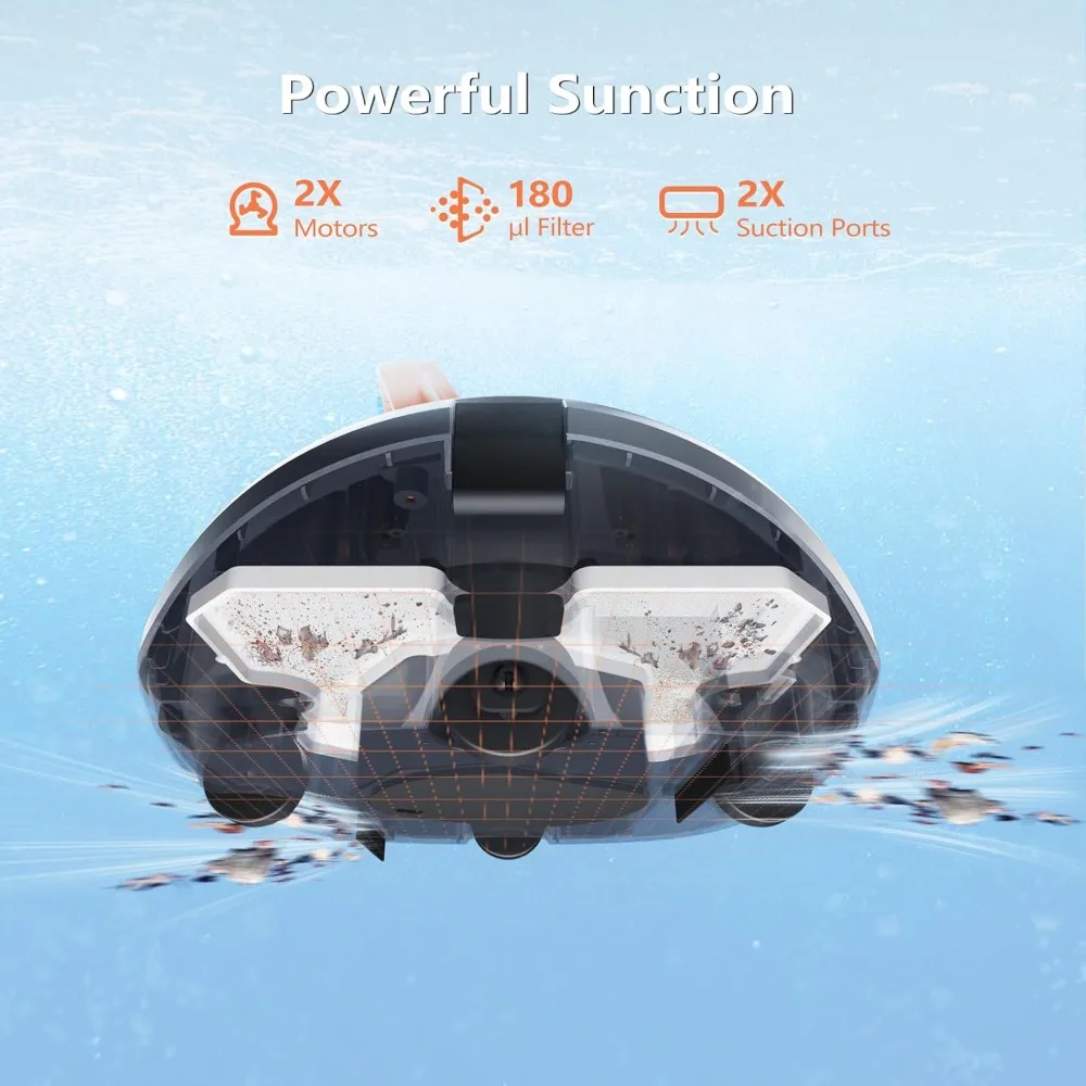 Robotic Pool Cleaner, Aspirador de Piscina Acima do Solo com Auto-Estacionamento Ideal para Limpeza de Piscina até 850 pés quadrados, 100 Minutos