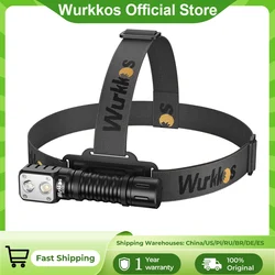 Wurkkos HD15 Headlamp 18650 Rechargeable Headlight 2000lm Dual LED TN-3535+SST20 USB Reverse Charge Magnetic Tail Hiking