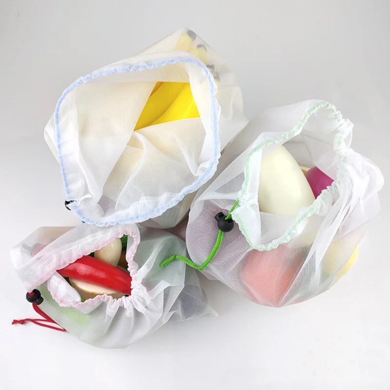 

12 Washable Eco Bags Reusable Mesh Produce Bags For Grocery Storage Fruits Vegetables Toys Packaging Gift Bags