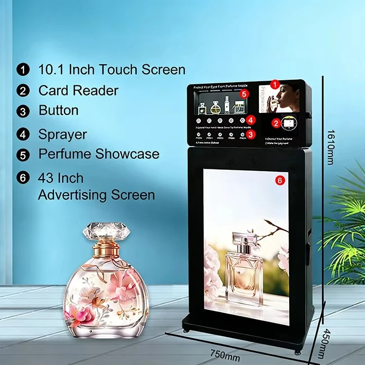 FOODLINE Cosmetic Exhibition Perfume Vending Machine Balanced Liquid Circulation Fast Fragrance Dispensing Unit