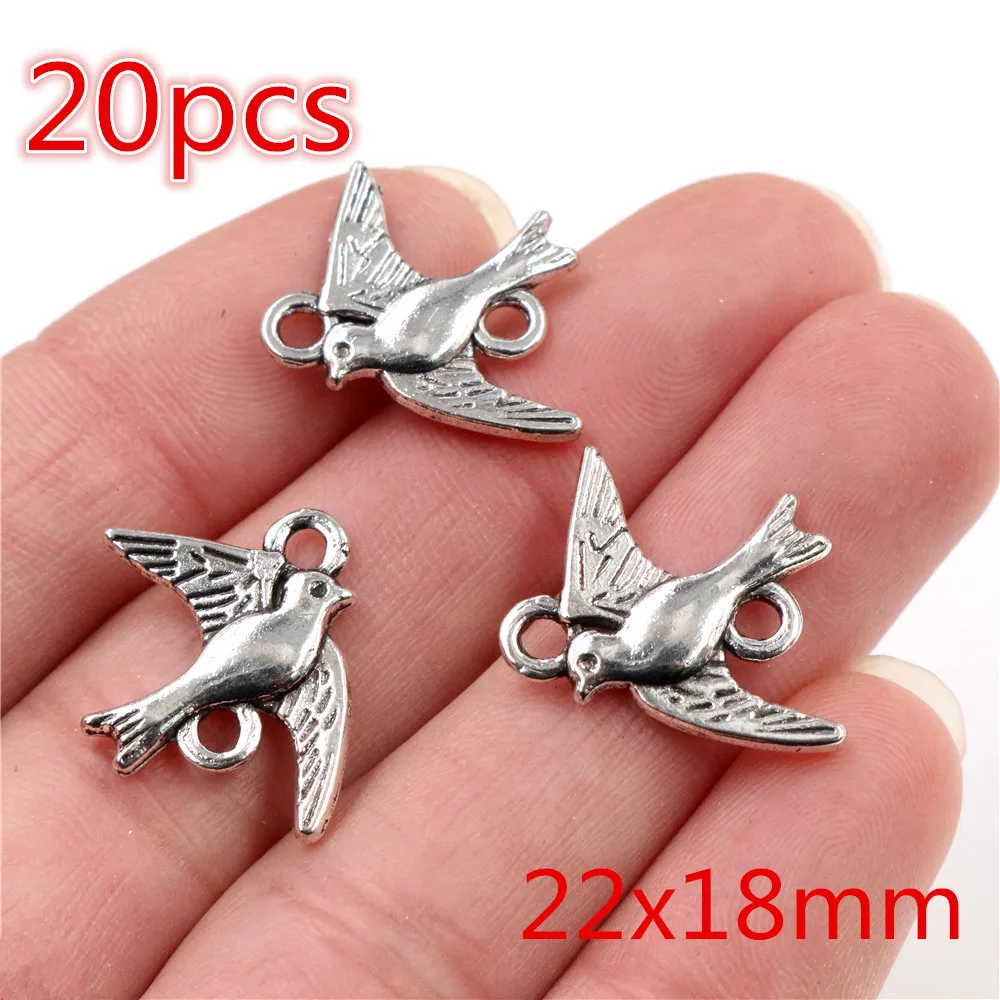 Fashion New Antique Silver Plated Bronze Bird Handmade Charms Pendant DIY Jewelry Findings for bracelet necklace