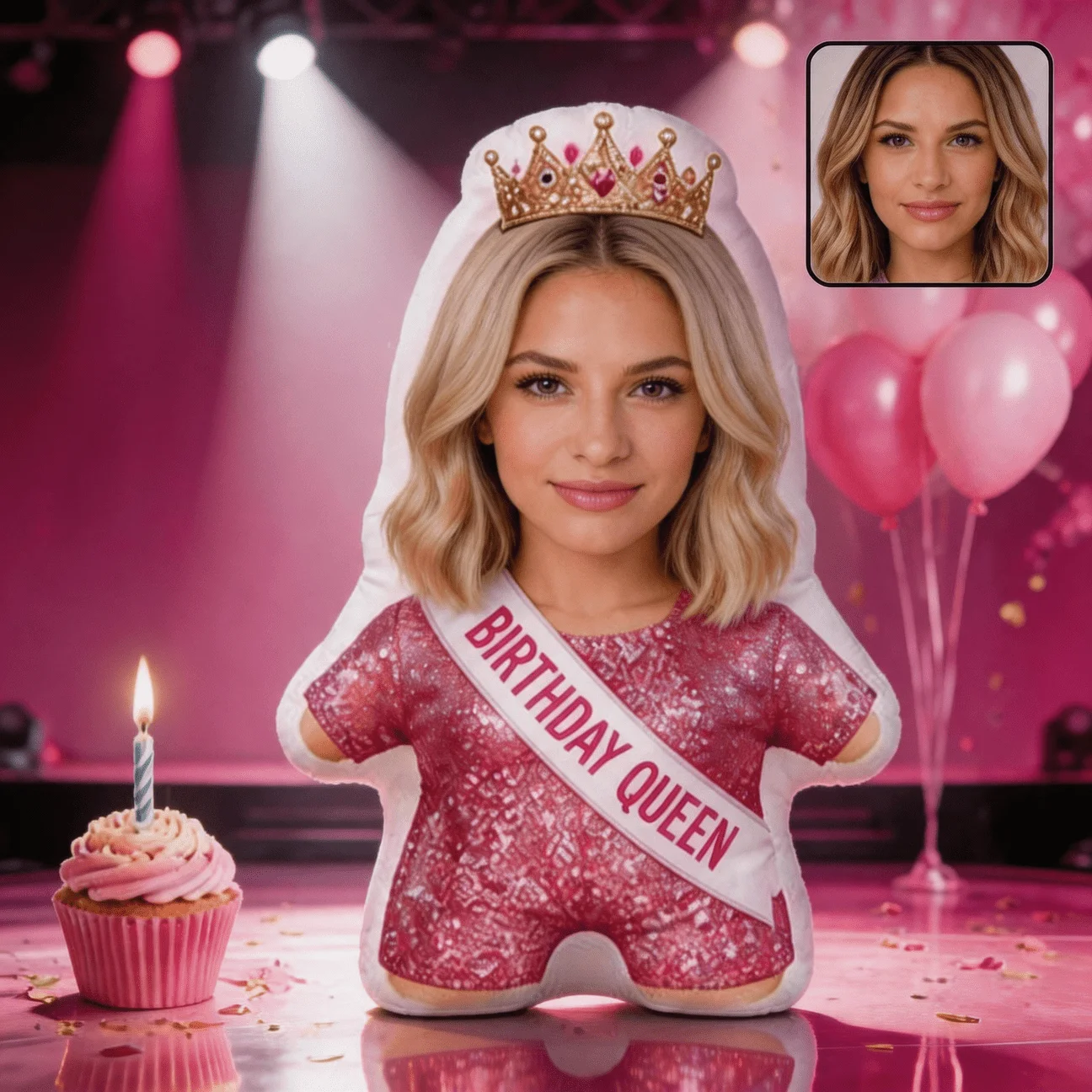 Custom Face Pillow Personalized Photo Birthday Queen Crown Plush Cushion Custom Head Doll Soft Stuffed Birthday Gift Home Decor