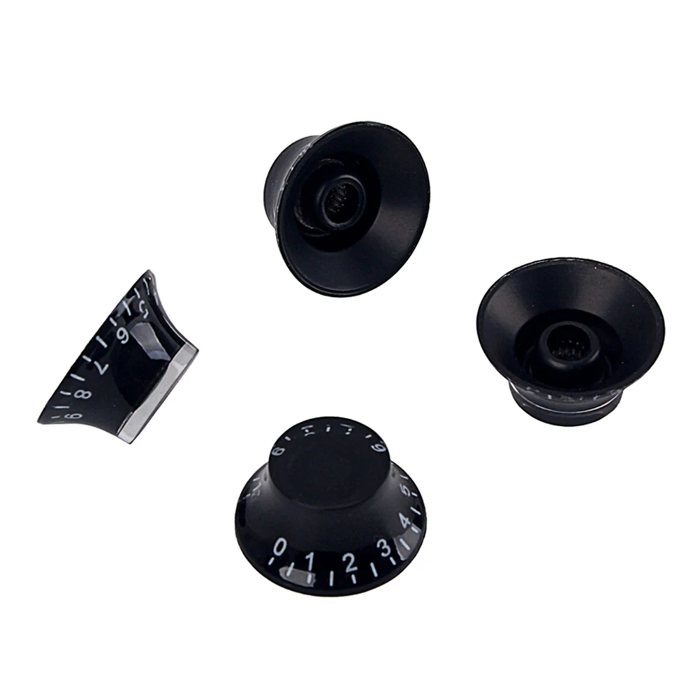 

4pcs Round Guitar Knobs Volume Tone Control Knobs Rotary Knobs Style Electric Guitar Parts Replacement GD29 (Black)