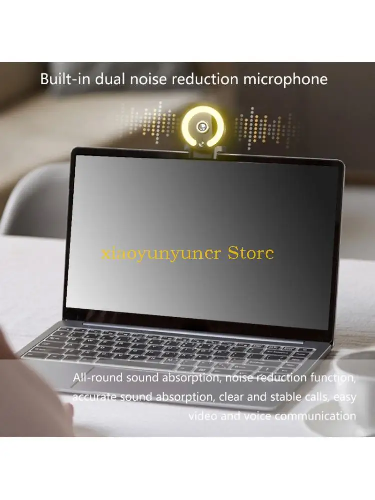 P9JB UHD 4K Webcam Auto Focuses Rings Light 360 Rotation Design For Online Streaming