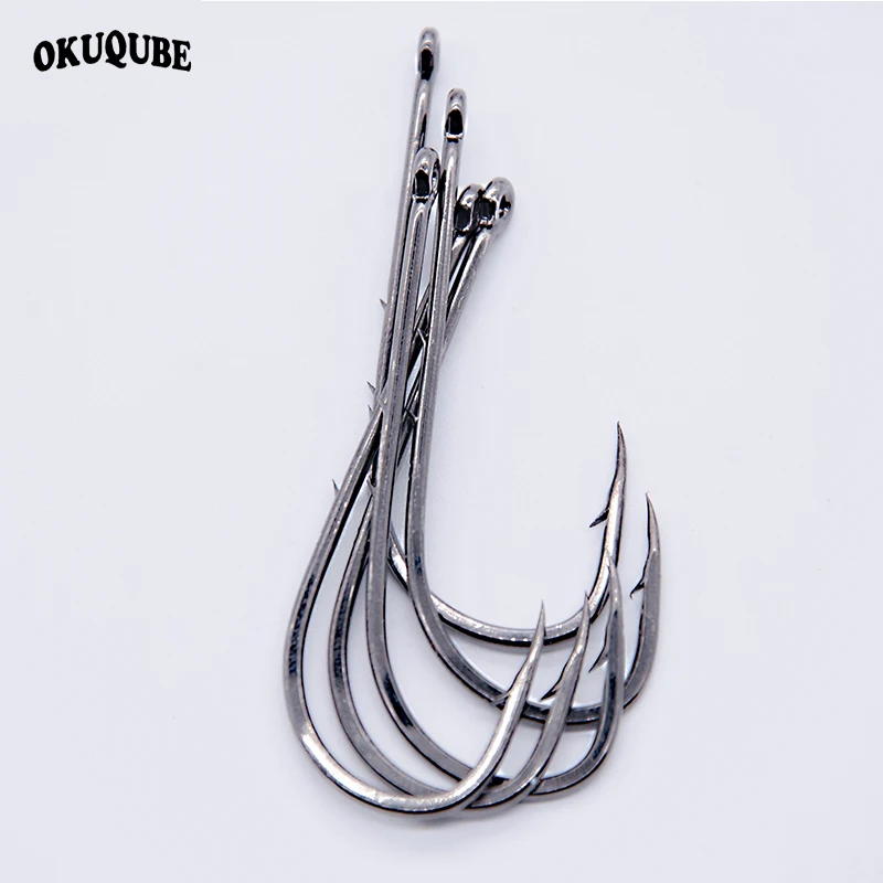 50pcs/lot Fishhooks Long Shank For Fishing Live Bait With Double Bait Keeper Barbs High Carbon Steel With Anti-rust Fishing Hook