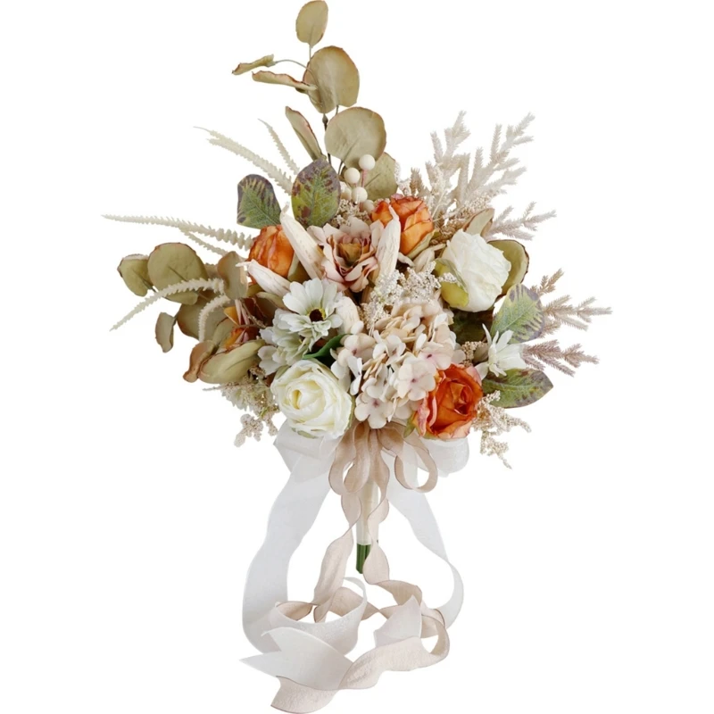 

Stylish Faux Champagne Orange Hand Tied Bouquet for Birthday and Festival Decors 45BE