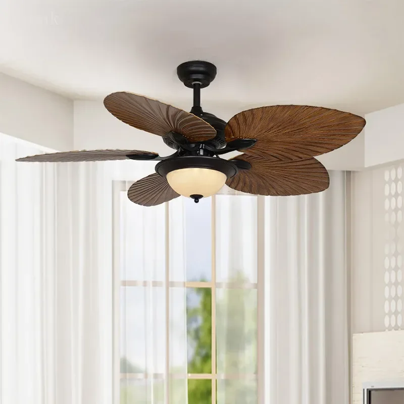 Retro ceiling fan light for bedroom electric Inverter silent American style electric fan light for dining room and living room