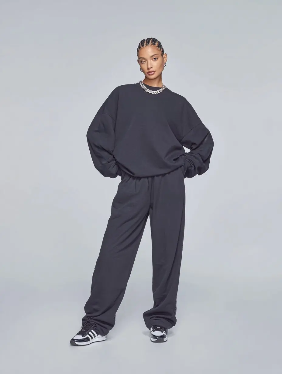 

Mia Muse Select Autumn Sets 2025 Women's Plain Long Sleeve Crew Neck Pullovers Wide Leg Pants Casual Sets