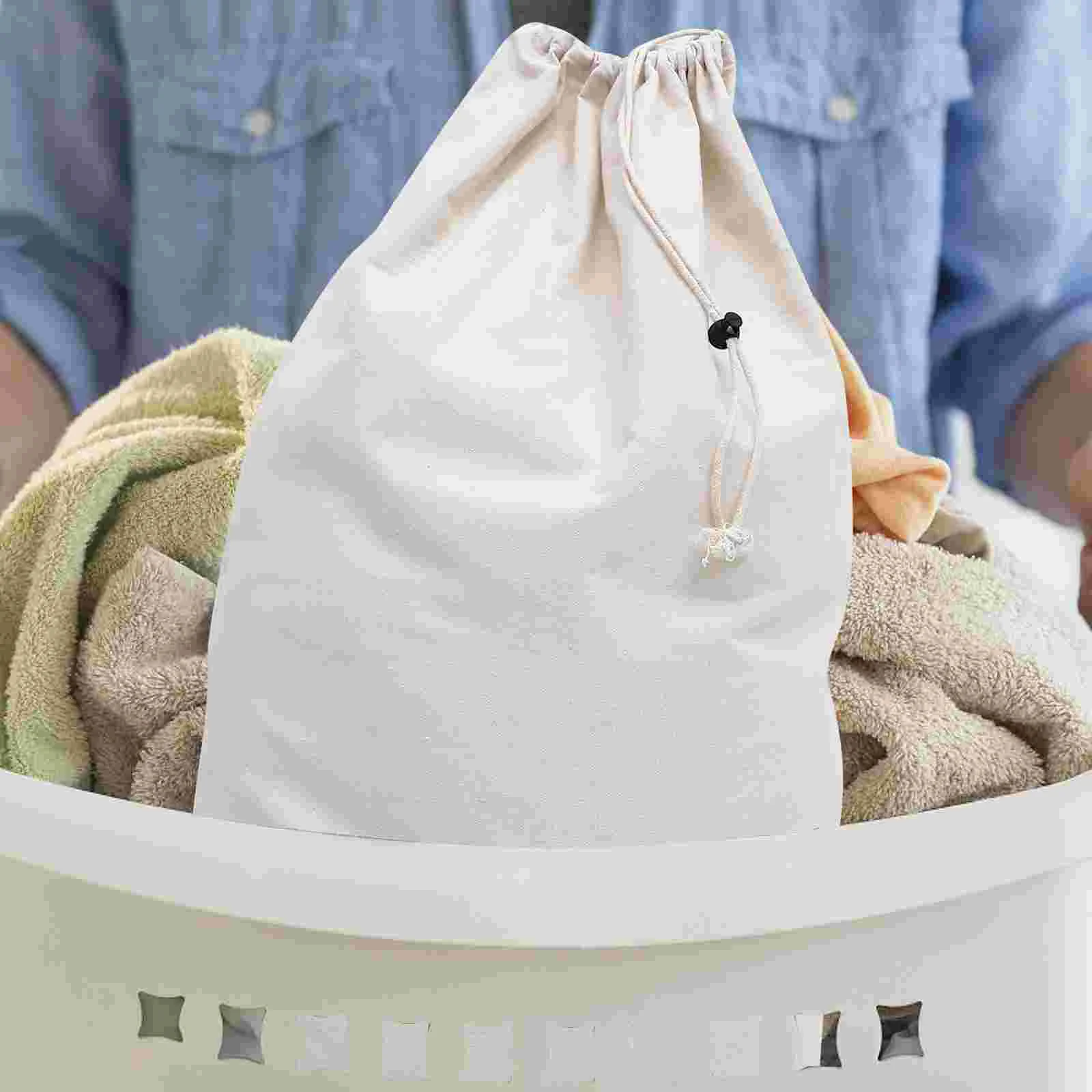 

Natural Color Canvas Laundry Bag Large Home Travel Camping Dirty Clothes Storage Drawstring Household Wash