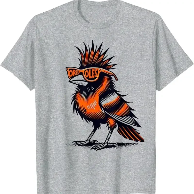 Cool Baltimore Orioles Bird Sunglasses Graphic T Shirt Men Casual Trip Cotton Tee