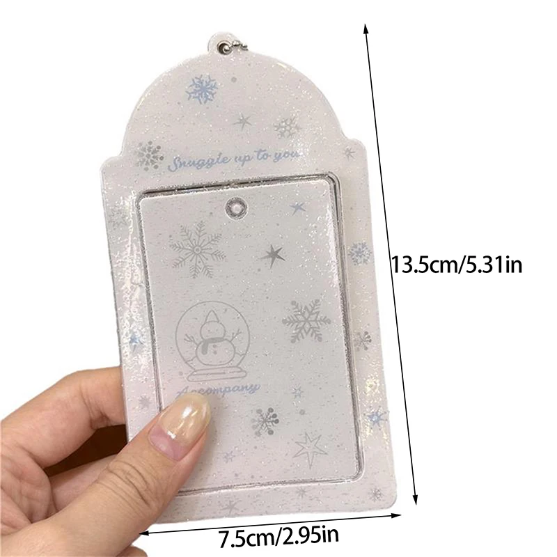 Shiny Transparent Snowflake Card Cover Kpop Photocard Holder Idol Photo Card Holder PVC Bus Card Holder Bag Pendants Sweet Gifts