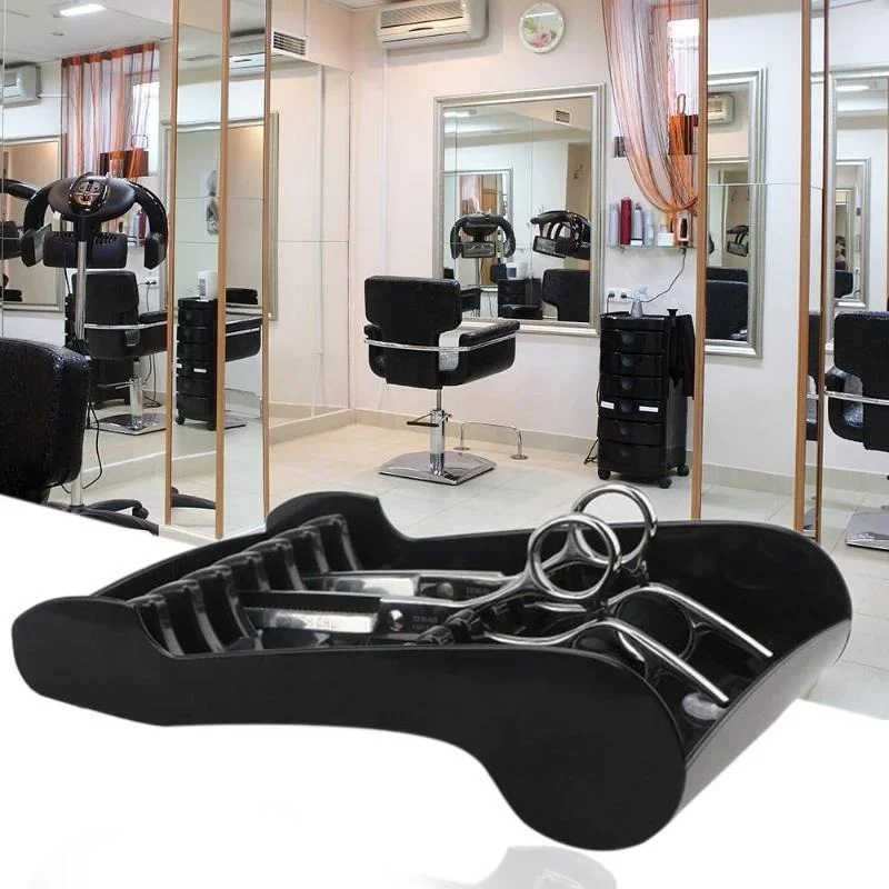 Salon Shears Stand Rack Case Hair Scissor Holder Rack 6 Holder Hair Scissor Organizer Storage Tray for Hairdresser with 2 Sucker