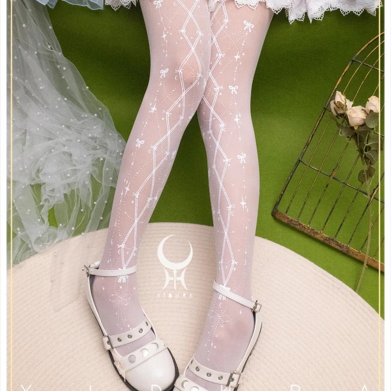 Japanese Style 2025 Spring Summer Autumn New White Mesh Women's Socks Original Design Sweet Cute Lolita Versatile Tights Ladies