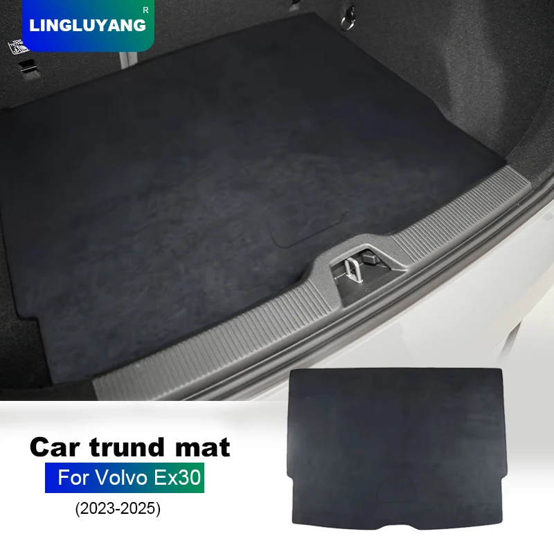 Für Volvo EX30 2023 2024 2025 Aufkleber Flanell-Wildleder Kofferraummatte Zubehör Schmutzabweisende Laderaumabdeckung