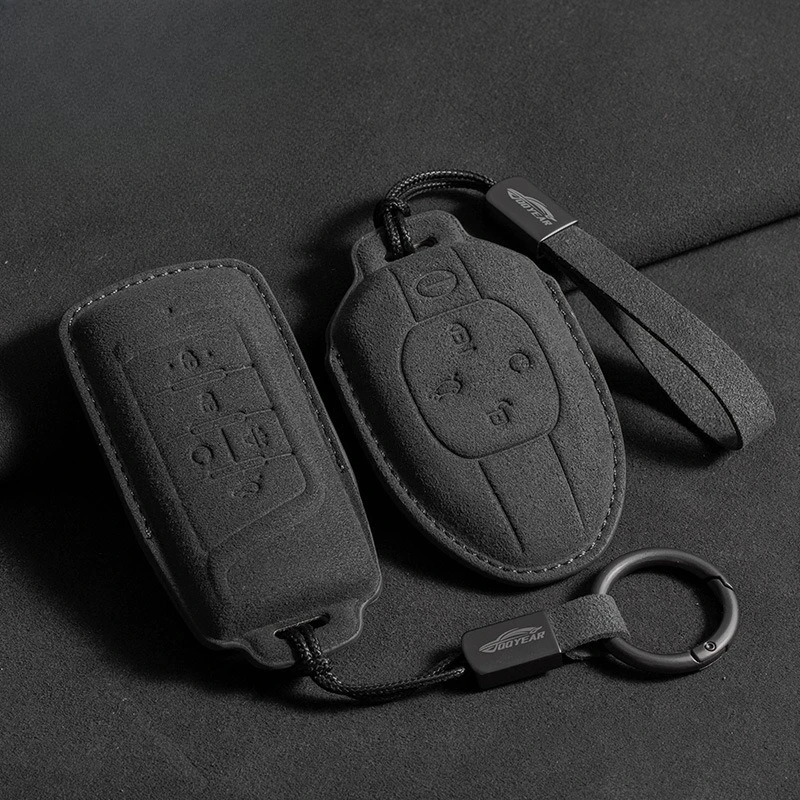 Suede Key Fob Cover for Trumpchi M8/GA6/GA8/GS3/GS4/GS5/GS7/GS8/Shadow Leopard/Shadow Cool/ES9/E8/E9, Soft KeyCase with Keychain