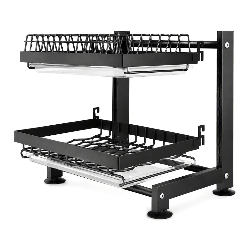 Stainless Steel Dish Drying Rack 2-Tier Drainboard Included Kitchen Sink Organizer Countertop Drying Rack Wall Mounted