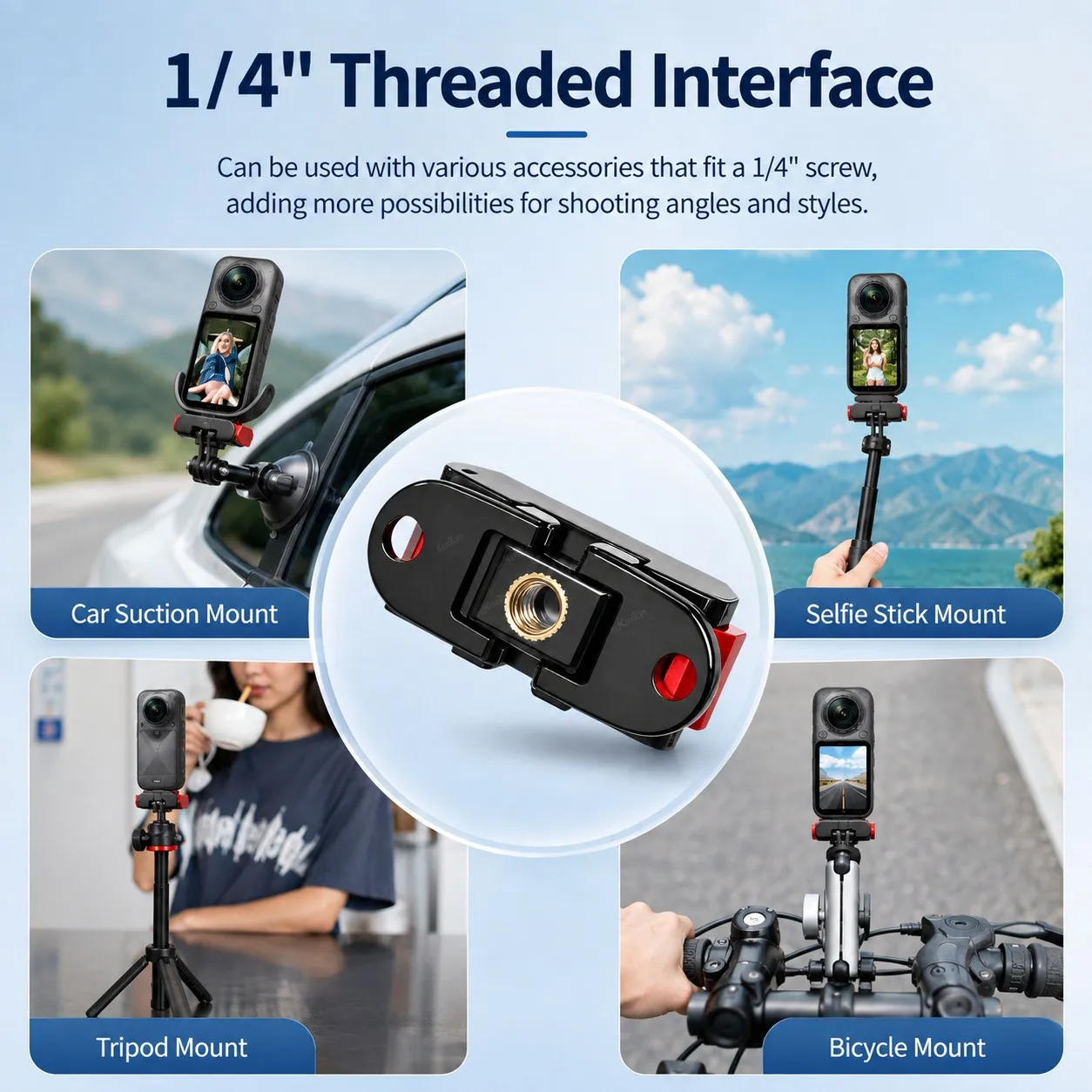 Magnetic Adapter for Insta360 X6 Quick Release Foldable Dual Interface Mount Adapter for Insta360 Camera Expansion Accessories