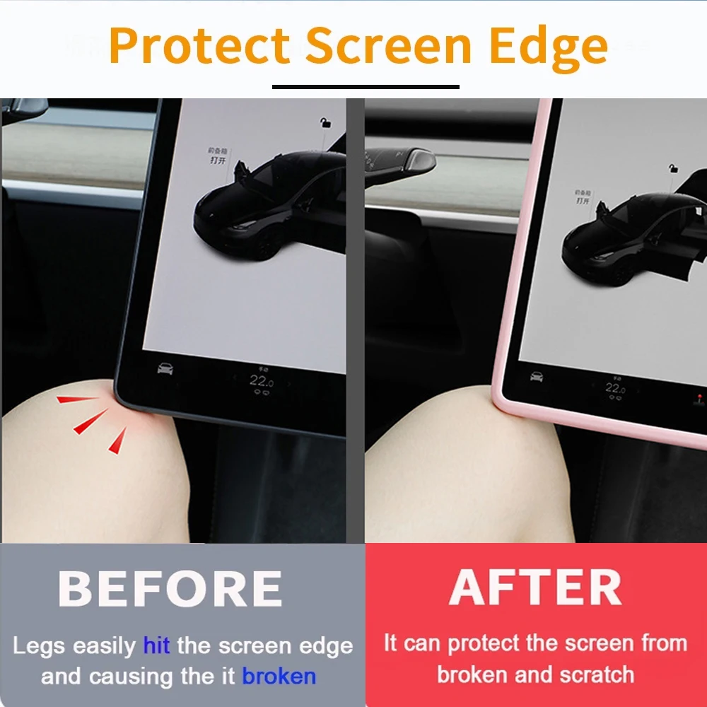 Cornice protettiva per schermo in Silicone per Tesla Model 3 Y Edge Cover Central Control Navigation Screen Protector Trim accessori per auto