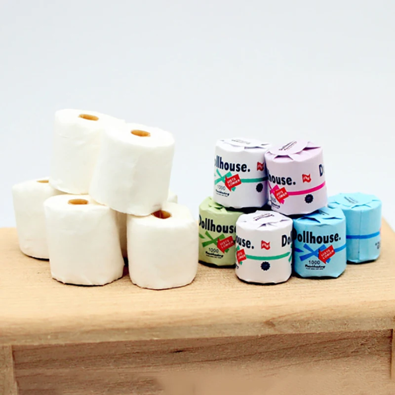 1:12 Dollhouse Mini Towel Paper Roll Toilet Tearable Paper Miniature Model Scene Home Decor Doll Accessories Crafts