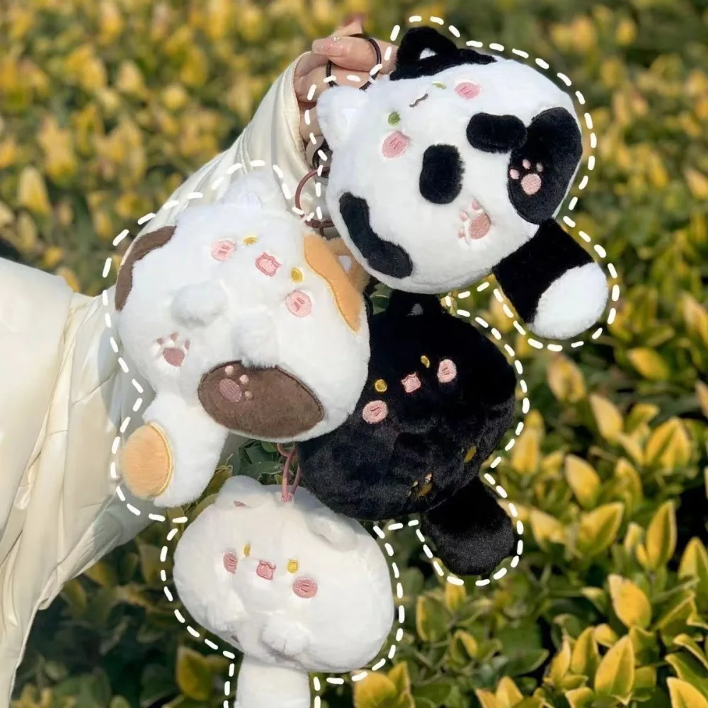 Gantungan kunci kucing lucu liontin ekor mainan boneka gantungan kunci kartun Kawaii Lanyard pengatur meja gantungan kunci boneka dompet koin hadiah anak perempuan