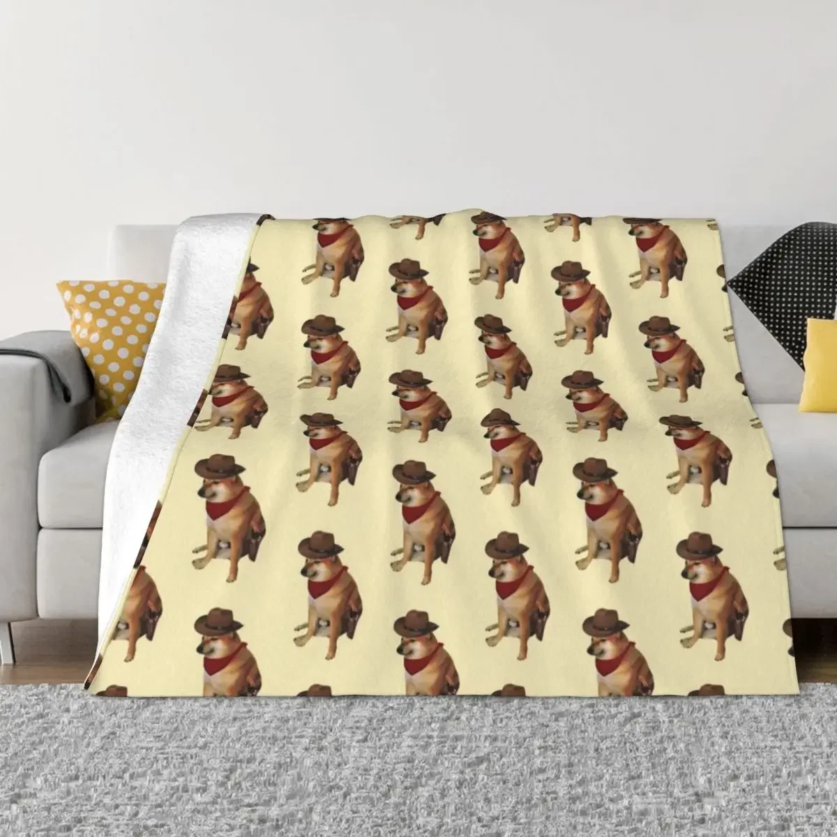 Cheems Doge Cowboy Throw Blanket Luxury Thicken Blanket cosplay anime