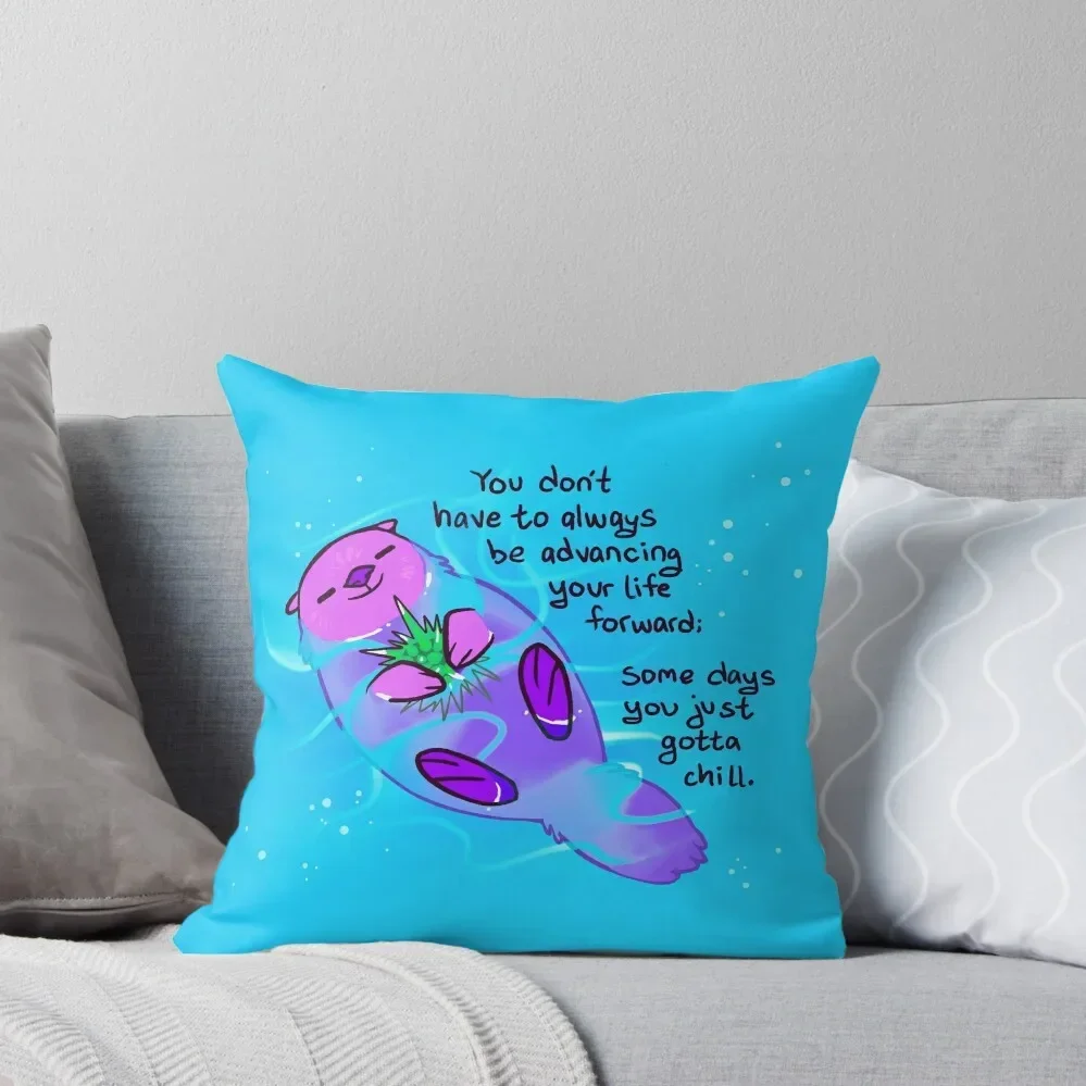 Some Days You Just Gotta Chill Purple Otter Throw Pillow Luxury Cushion Cover Pillowcases For Pillows Pillowcases Pillow