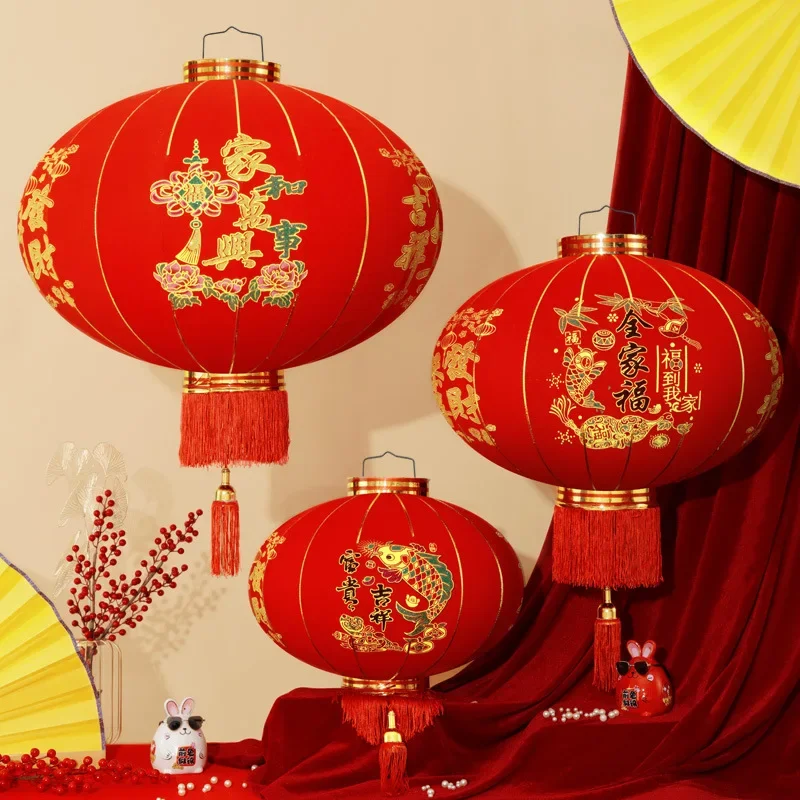 

Spring Festival red lanterns festive wedding decorative lanterns New Year's outdoor waterproof housewarming flocking lanterns