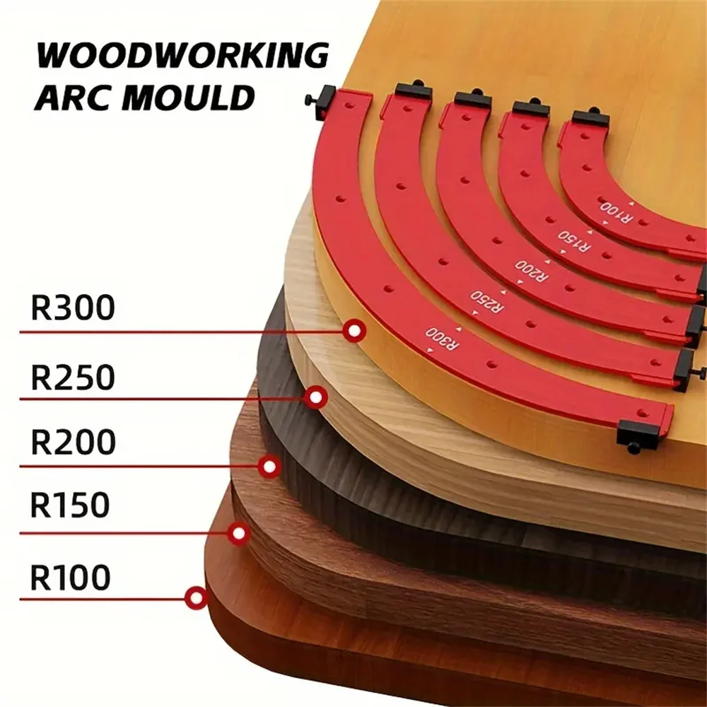 Guia de roteamento de canto para carpintaria, gabarito de canto r100 r150 r200 r250 r300, guia de curva, moldagem de borda do armário