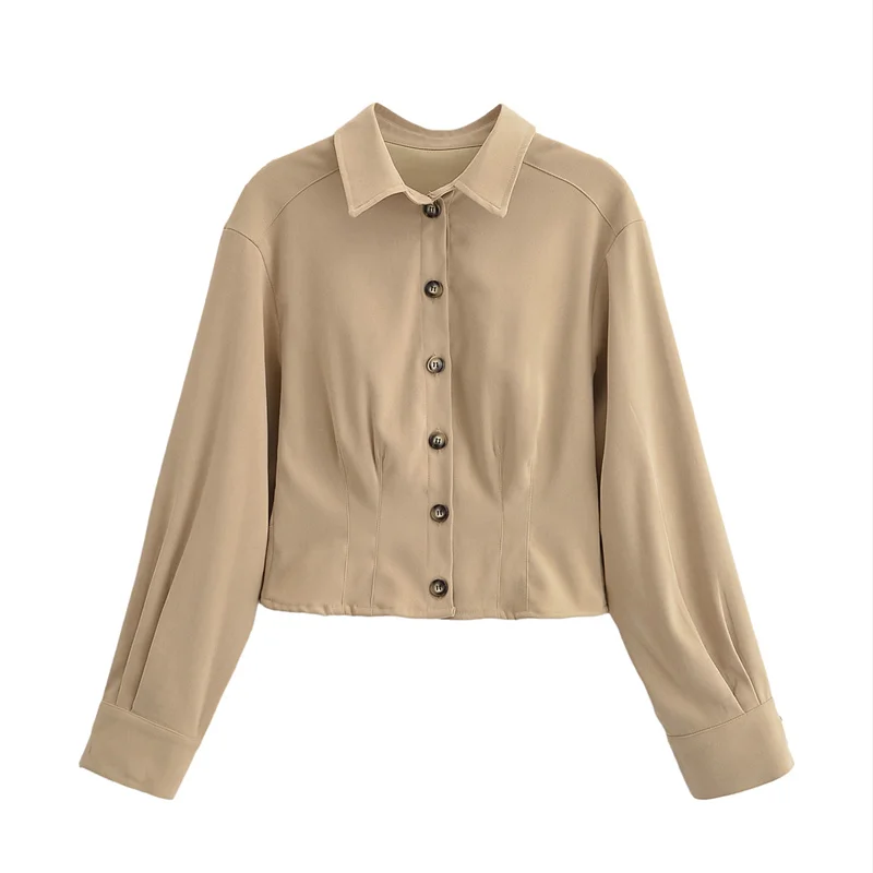 

Women's Shirt 2026 Spring New Style Khaki Long-Sleeve Lightweight Soft Slim Simple Shirt Casual Fashion