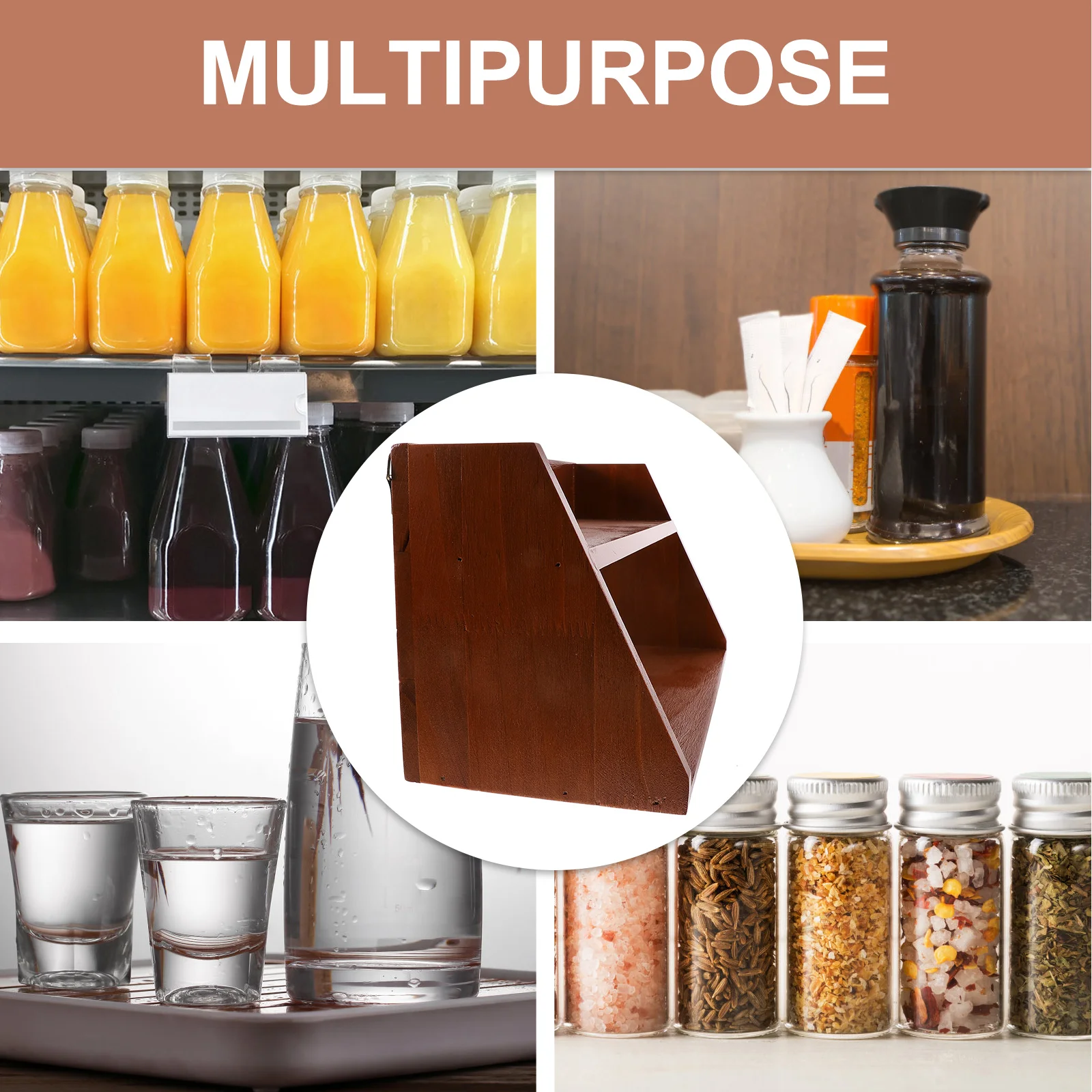 

2Pcs Vintage Spice Rack Organizer Wooden Two-Tier Storage Shelf Kitchen Condiment Holder Countertop Display