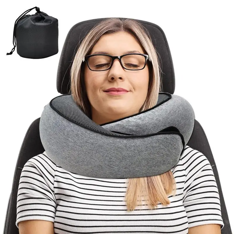 Travel Neck Pillow Memory Foam U-shaped Pillow Snail Style Travel Neck Support Portable Adjustable Soft Noon Break Sleep Pillows