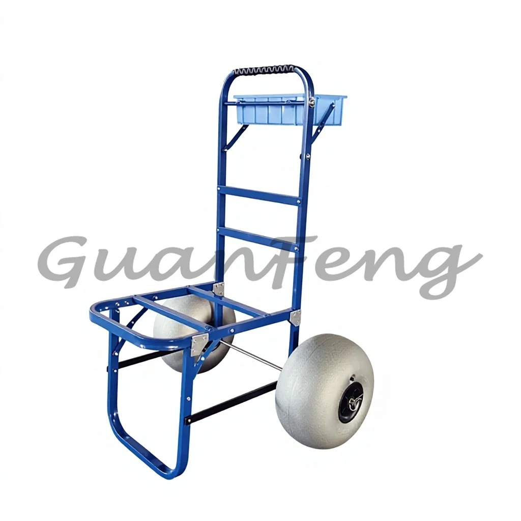 12-Inch Balloon Wheel Foldable Fishing Trolley, 100KG Heavy-duty Aluminum-plastic Platform, Outdoor Activities, Transporter