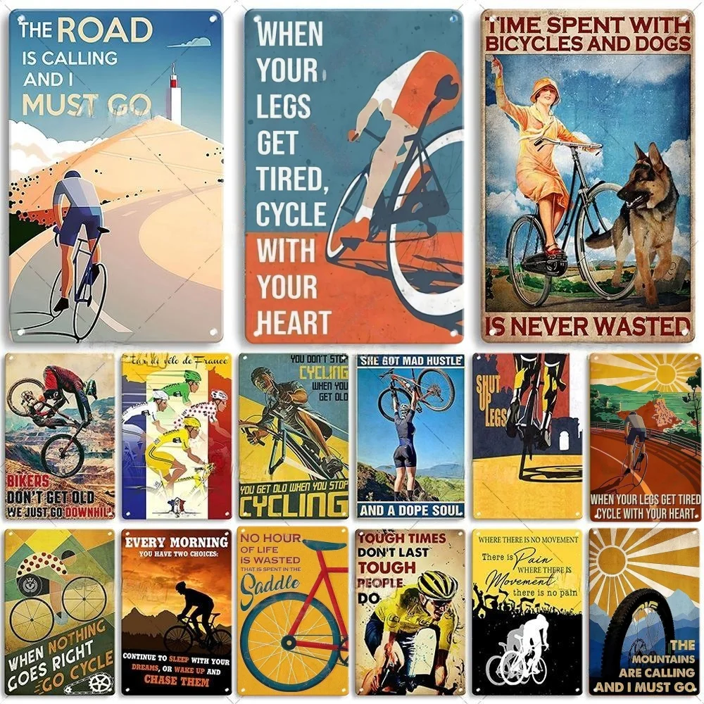 Vintage Cycling Gear - Bike Cycling Bicycle Tin Sign, Retro