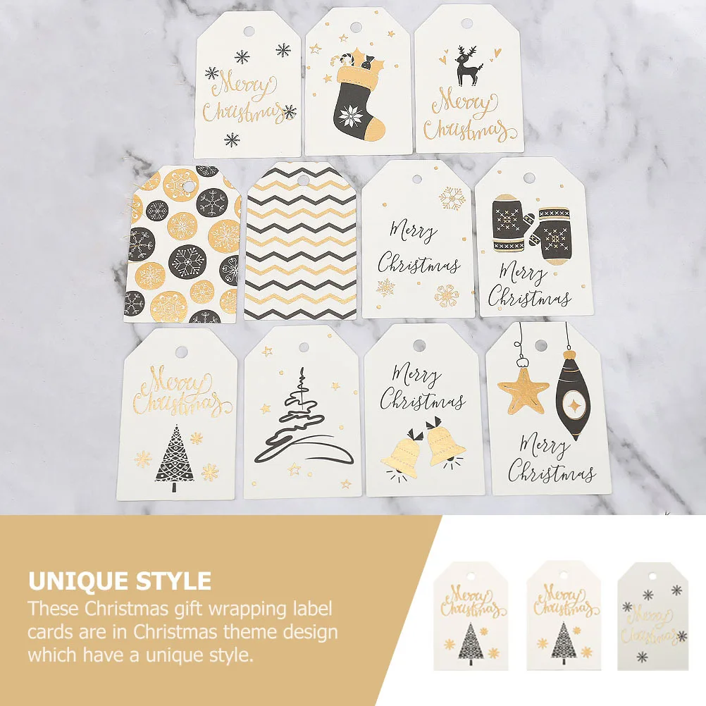 

200Pcs Xmas Label Cards Christmas Classic Elements Gift Box Label DIY Xmas Gift Tags Festive Decoration Craft Seal Cards