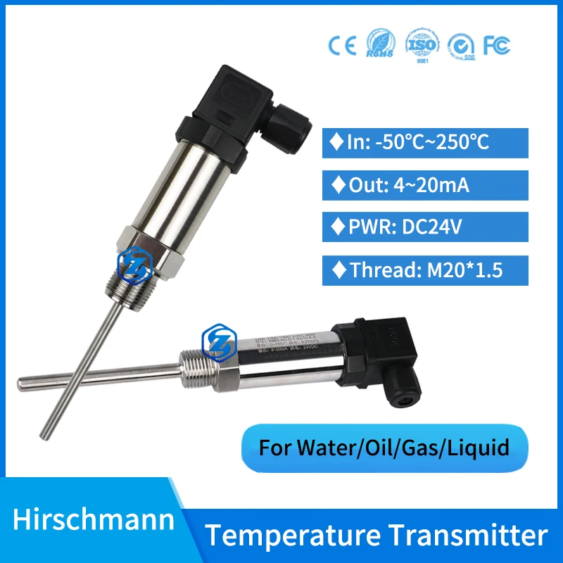 

Industrial RDT Temperature Transducer 4-20mA Output M20*1.5 Temperature Sensor PT100 250 degrees Temperature Transmitter Price