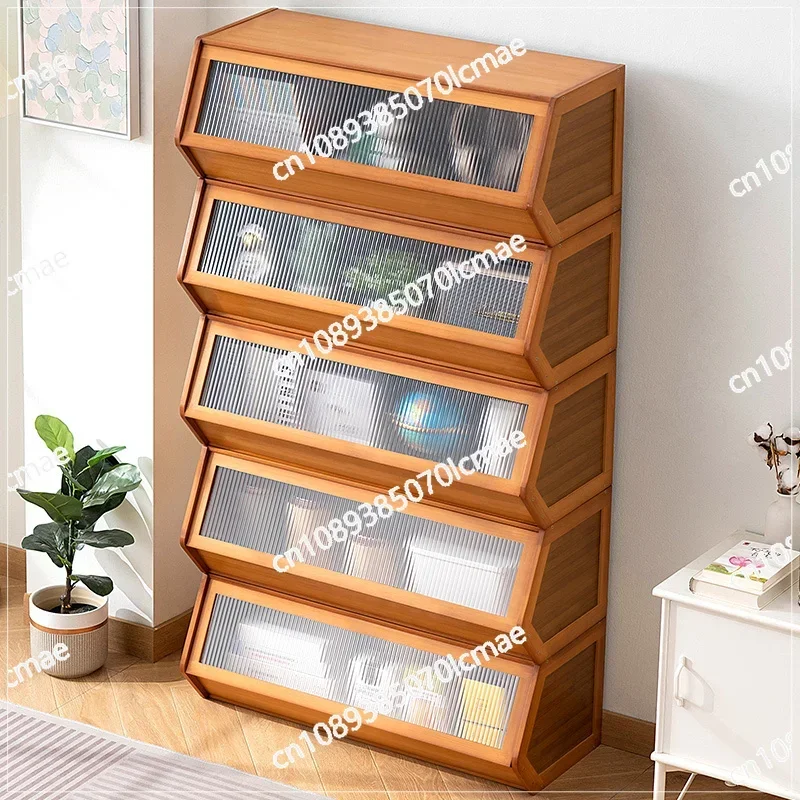 Bookshelf french window Bookshelf Home Children's Living Room Solid Wood Simple Display Cabinet Bedroom Wall Glove Cabinet