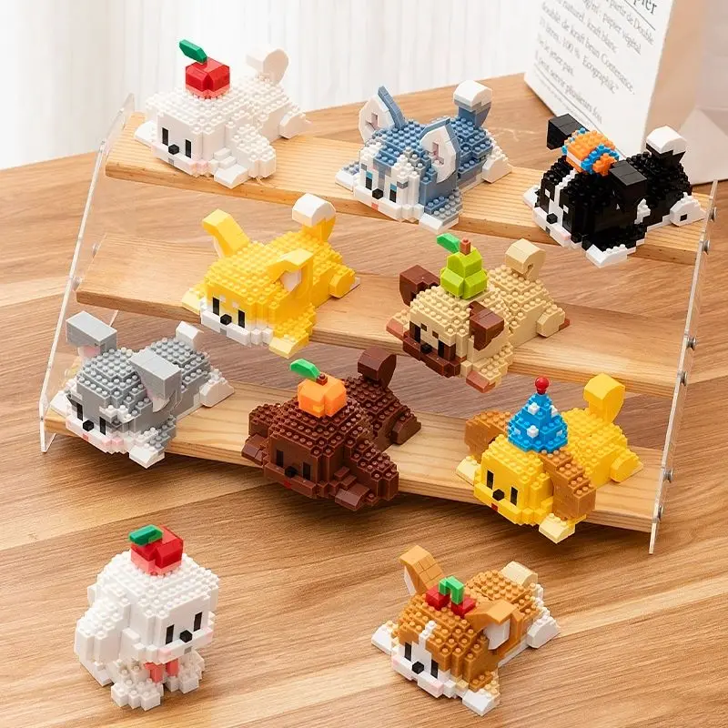 Assembly Dog Series Puzzle Building Block Toys Animal Bricks Pet Cat Fun Gifts Girls Christmas Present Pet Shop Shake Head Model
