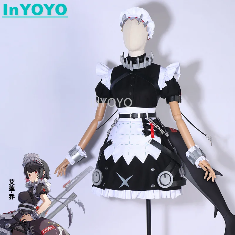 

InYOYO Ellen Joe Cosplay Costume Zenless Zone Zero Game Suit Lovely Maid Dress Uniform Halloween Party RolePlay Outfit Women New