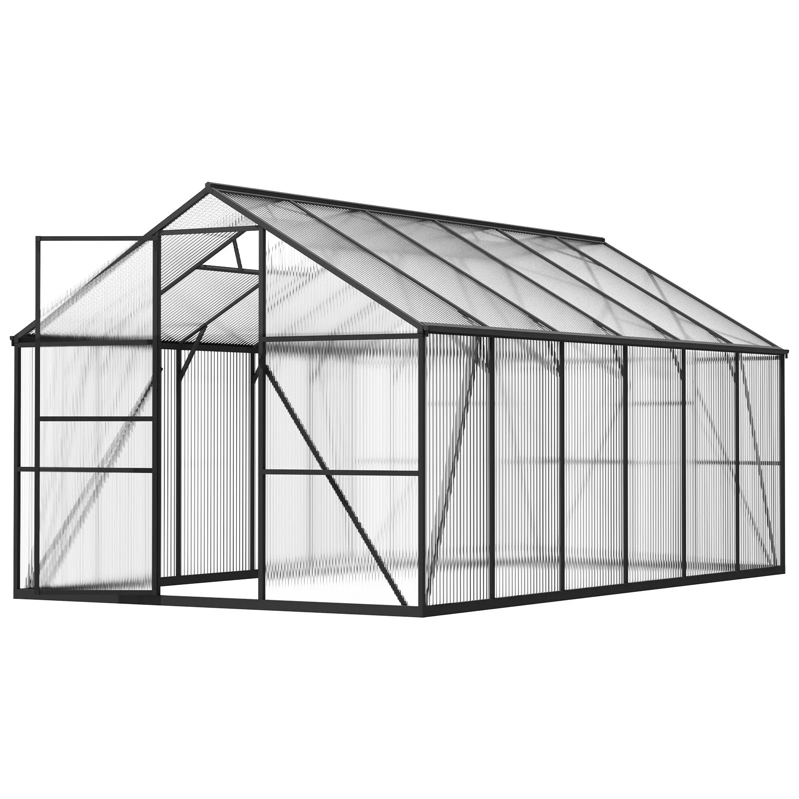 

8 X 14 FT Polycarbonate Greenhouse, Heavy Duty Outdoor Green House With Adjustable Vent & Push-Pull Lockable Door, Quick Setup,