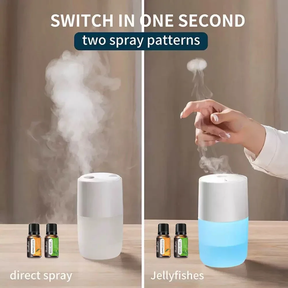 

Аромадиффузор на 300 мл с увлажнителем и очистителем воздуха, 7 цветных светодиодных фонарей, 2 режима распыления, включает 2 эфирных масла для дома,