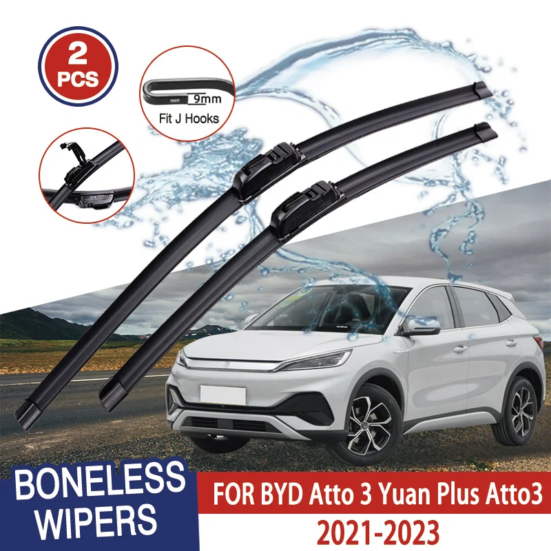 For BYD Atto 3 Yuan Plus Atto3  2021-2023 Car Windshield Wiper U-type Soft Rubber Frameless Bracketless Car Wipers 24