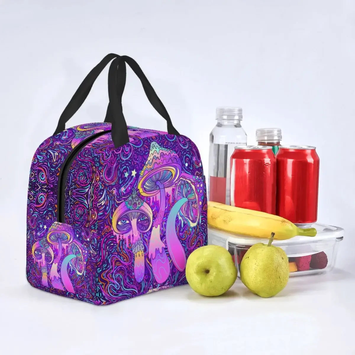 

Psychedelic Mushroom Trippy Lunch Bags Waterproof Insulated Cooler Bags Shrooms Thermal Cold Food Picnic Lunch Box for Women