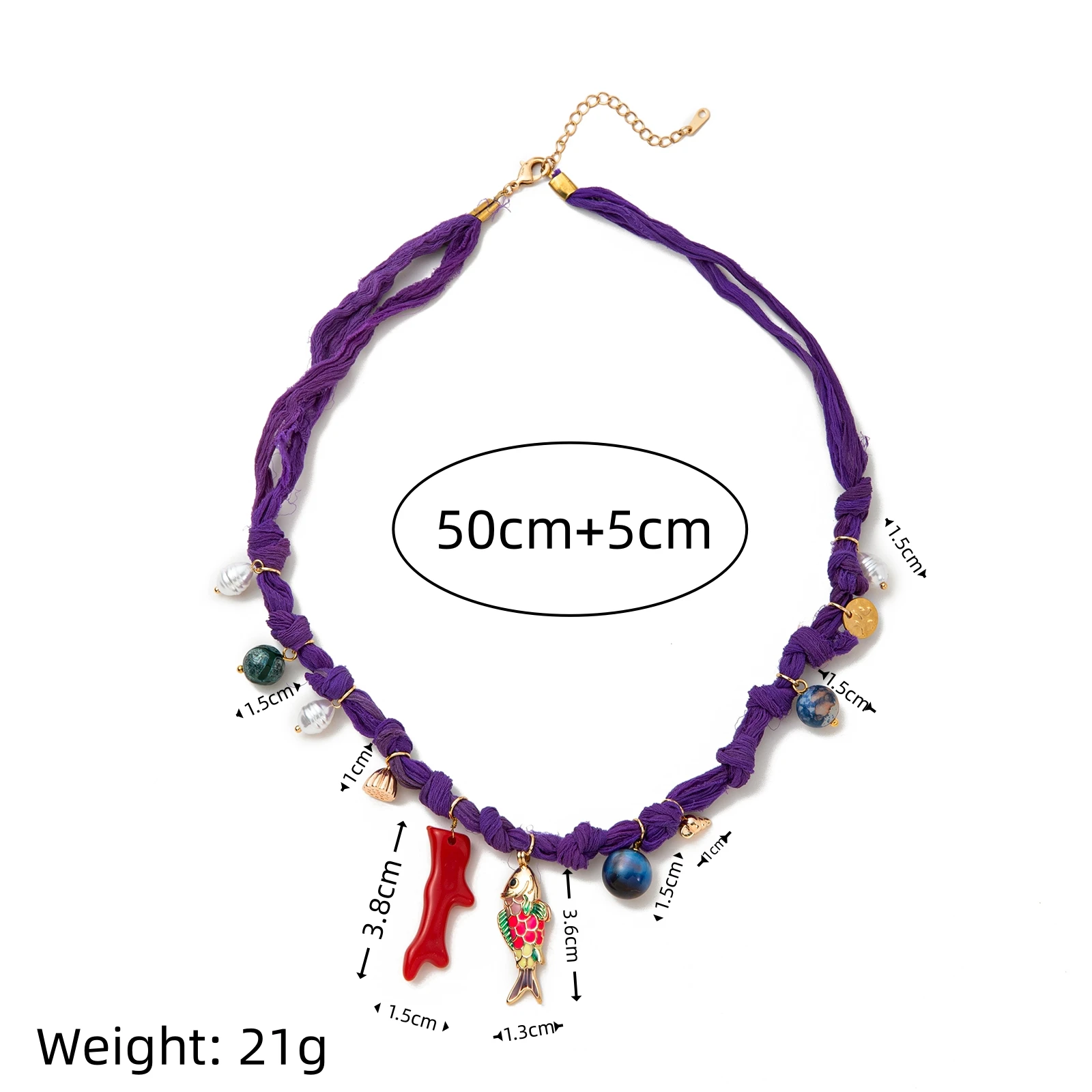 Beach Vacation Dopamine Necklace Coral Pearl Little Fish DIY Necklace Women Gold Plated Color Preserved - Image 5