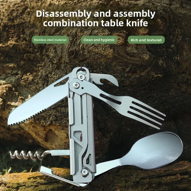 

Outdoor multi-functional cutlery, detachable and foldable cutlery, knife, fork, spoon combination tool, small knife