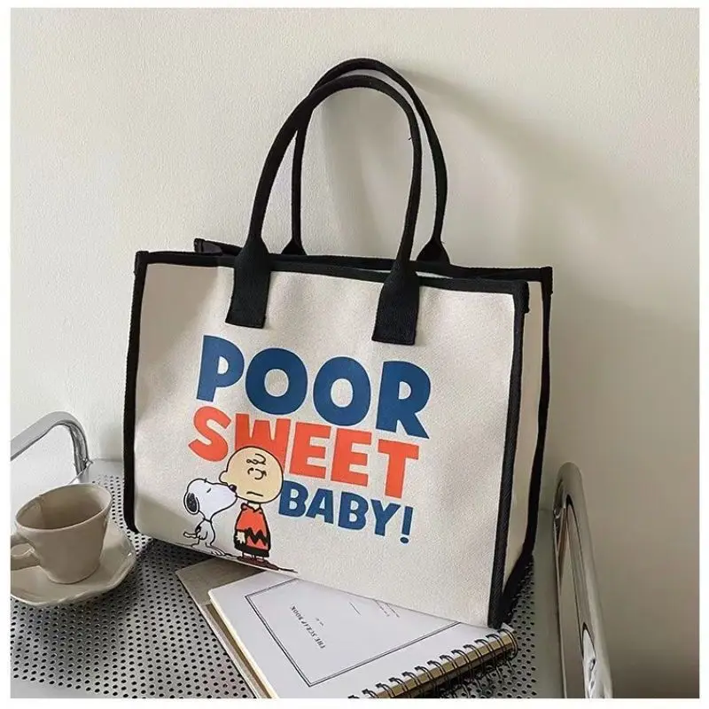 

Kawaii Snoopy Large Capacity Canvas Tote Bag Versatile Cartoon Handbag for Commuter Work Women's Shoulder Bag Biryhday Gifts