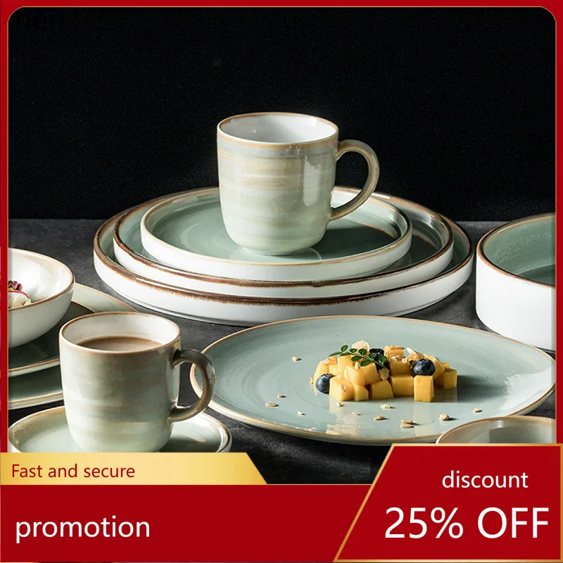 

ZML ceramic tableware set, steak plate, household dish plate, creative soup plate, personalized rice bowl