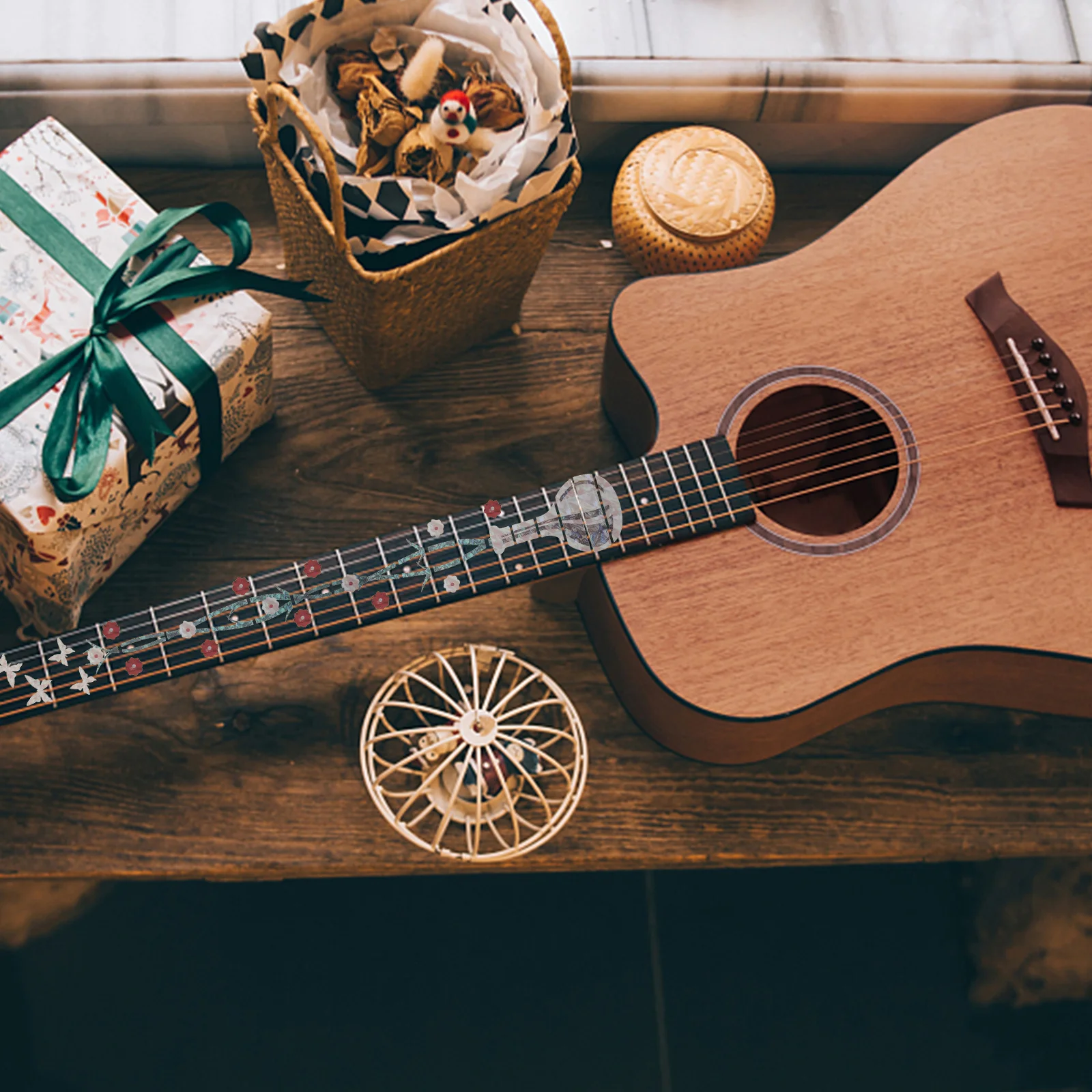 

Decorative Guitar Headstock Sticker Easy to Use Delicate Design for Folk Electric Instruments Guitar Headstock Sticker