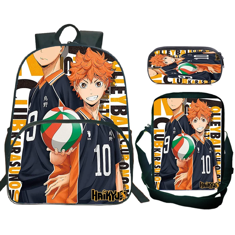 Anime Haikyuu Backpack 3pcs Set School Bags With Shoulder Bag Pencil Bag Children Backpacks for Boys Girls Laptop Bookbag Gift