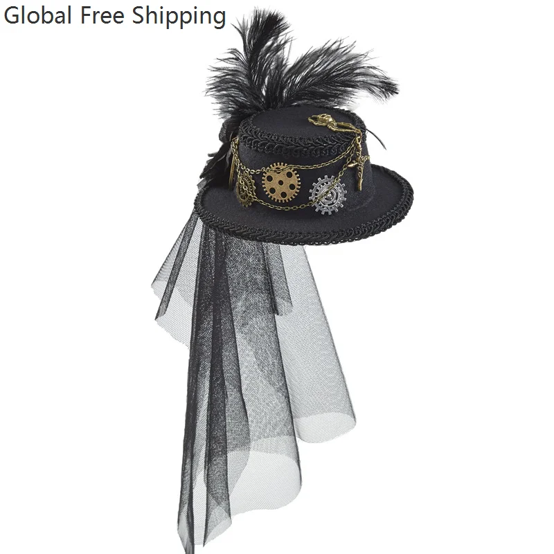 

Винтажный черный цилиндр в стиле стимпанк, очки, шляпа в стиле панк, готический головной убор, украшение для праздничной вечеринки, шляпа, аксессуары на Хэллоуин 2026